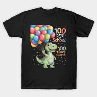 100 Days Of School 100 Times Smarter Dinosaur T-Shirt