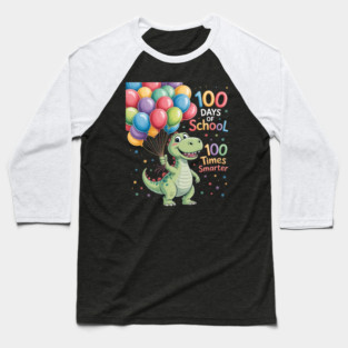 100 Days Of School 100 Times Smarter Dinosaur Baseball T-Shirt