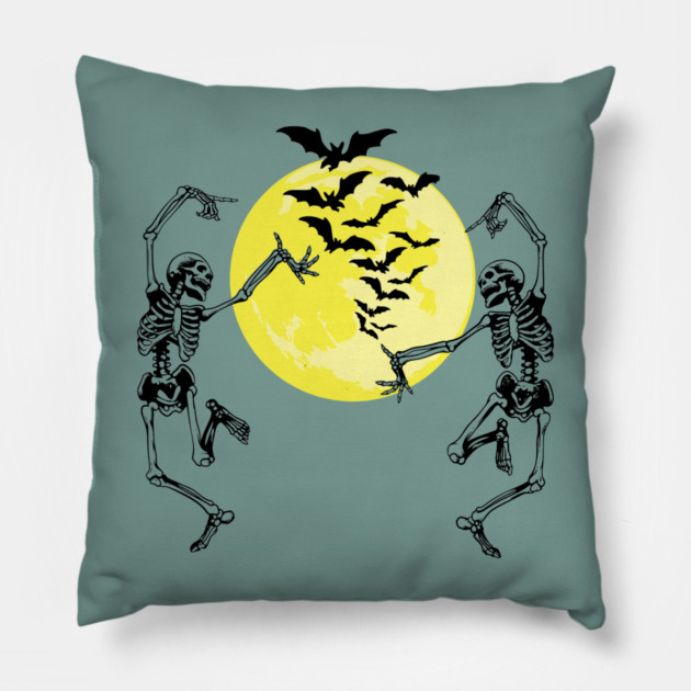 Moonlit Skelley Dance Pillow by casualteesinc