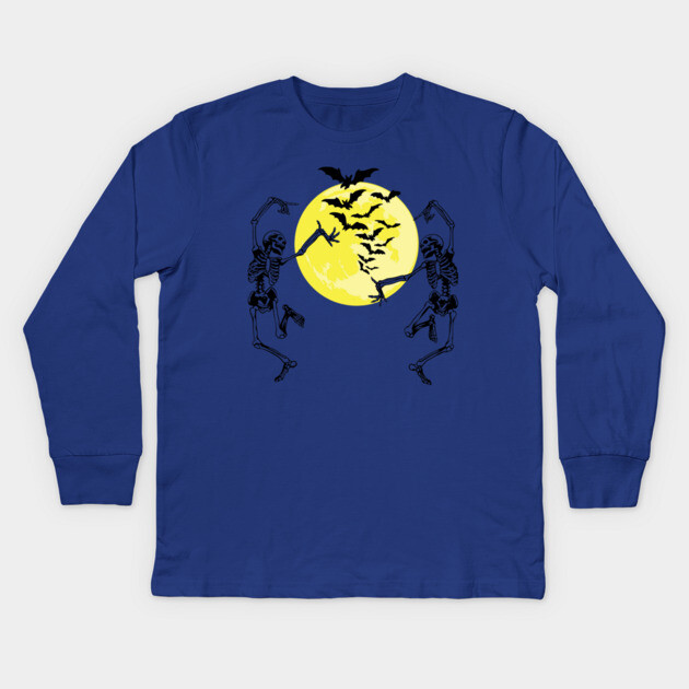 Moonlit Skelley Dance Kids Long Sleeve T-Shirt by casualteesinc