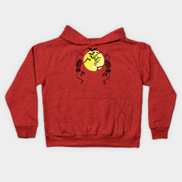 Moonlit Skelley Dance Kids Hoodie by casualteesinc