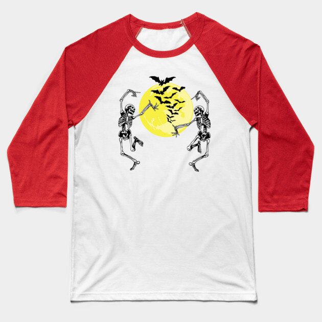 Moonlit Skelley Dance Baseball T-Shirt by casualteesinc