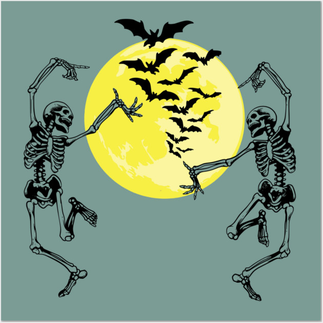 Moonlit Skelley Dance Wall Art by casualteesinc
