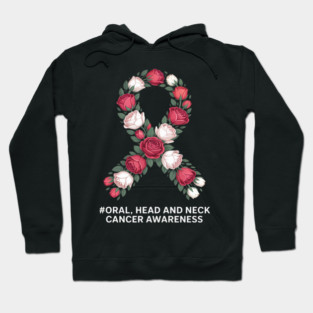 Wear Burgundy White Ribbon Oral Head & Neck Cancer Awareness Hoodie