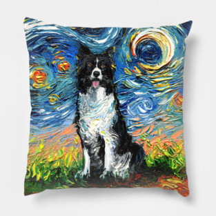 Border Collie Starry Night Pillow