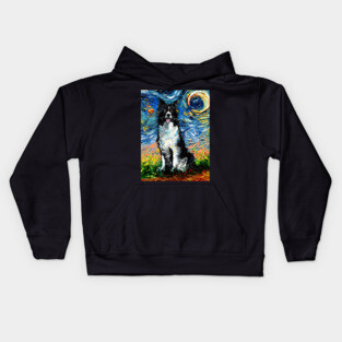 Border Collie Starry Night Kids Hoodie