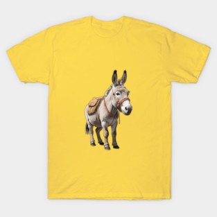 Cute Donkey with Saddle – Funny Farm Animal Design T-Shirt