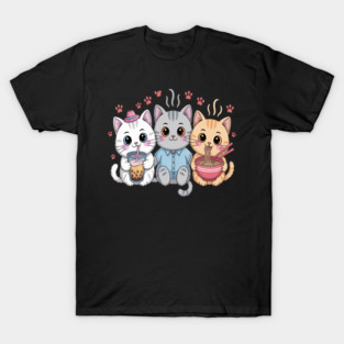 Boba Tea Bubble Tea Gaming Gamer Ramen Cat T-Shirt