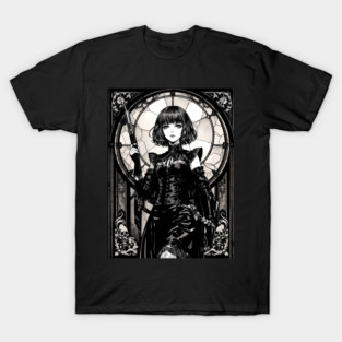 Gothic Gunblade Maiden – Dark Elegance & Power T-Shirt