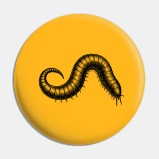 Detailed Tapeworm Illustration Dark Ink Engraving Style Pin
