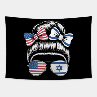 Half American Half Israelis USA Israel Flag Tapestry