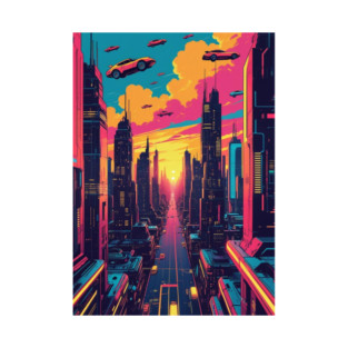 Futuristic Cityscape with Flying Cars T-Shirt