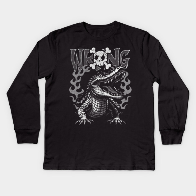 Flame Alligator Kids Long Sleeve T-Shirt by Wrongteeshirt