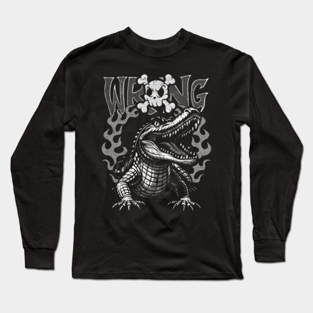 Flame Alligator Long Sleeve T-Shirt by Wrongteeshirt