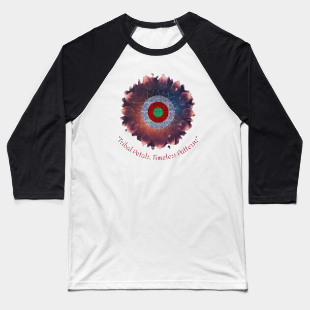 Tribal Petals, Timeless Patterns – A Hmong Bloom Baseball T-Shirt by Pimcolle