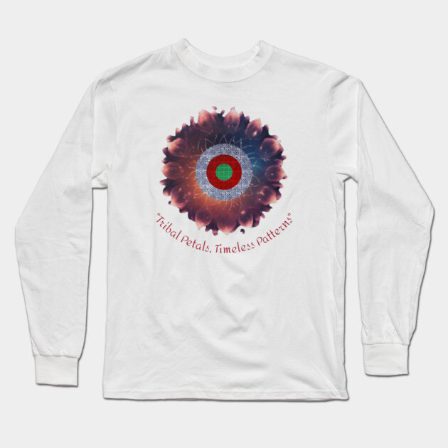 Tribal Petals, Timeless Patterns – A Hmong Bloom Long Sleeve T-Shirt by Pimcolle