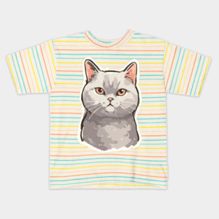 Playful British Shorthair Cat Kids T-Shirt