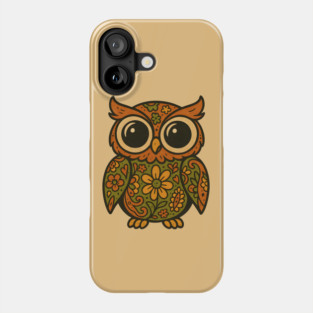 Groovy Boho Baby Owl Bird Floral Pattern Retro 70s Phone Case