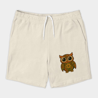 Groovy Boho Baby Owl Bird Floral Pattern Retro 70s Shorts