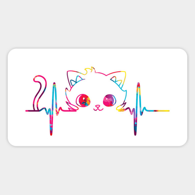 Cute Kitty Heartline Magnet by Designed By Marty