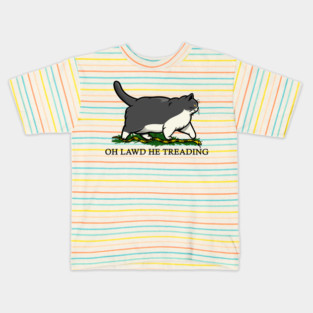 Oh Lawd He Treading Grey Tuxedo Cat Kids T-Shirt