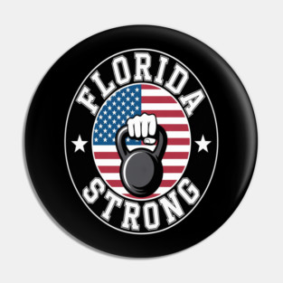 Florida Strong  Barbell, Kettlebell and American flag Pin