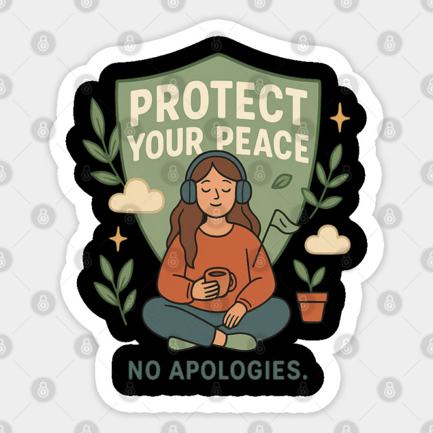 Protect Your Peace – Mental Health Calm Shirt Art Sticker by Anne Lee