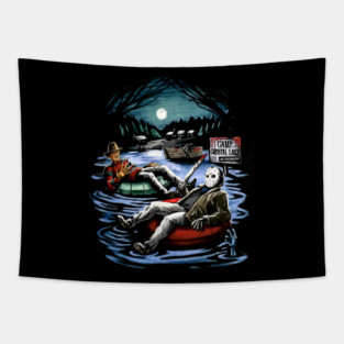 Freddy Krueger And Jason Voorhees In Inner Tube Ca - rouvik #6372 Tapestry