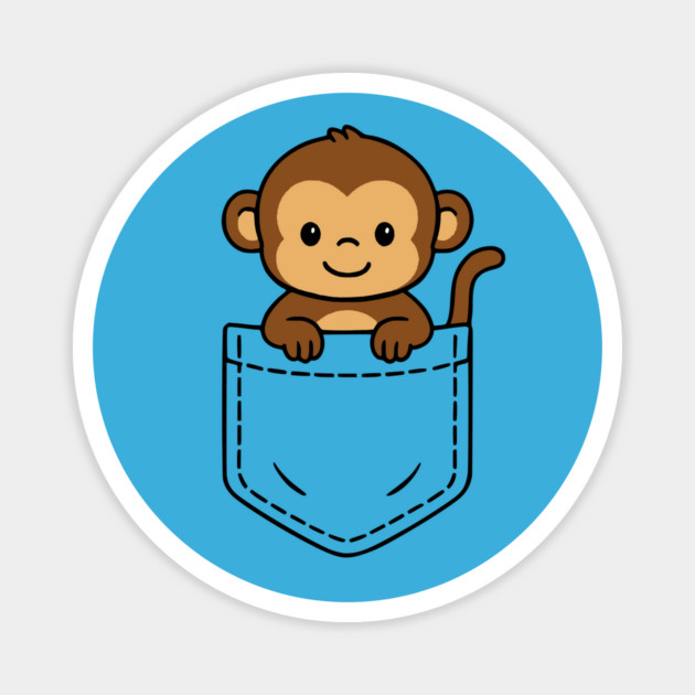 Funny Baby Monkey Pocket Pal Cute Jungle Animal Magnet by Yesteeyear