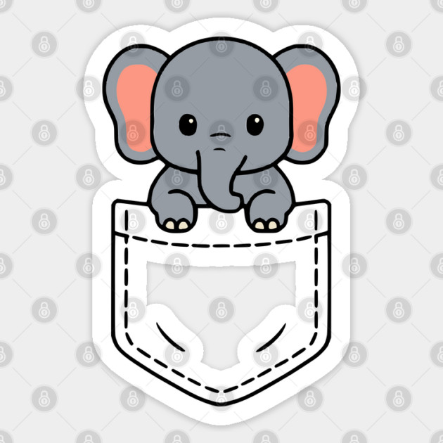 Cute Baby Elephant Pocket Pal Funny Wild Animal Sticker by Yesteeyear