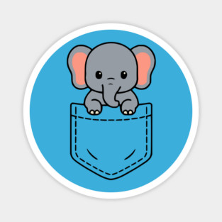 Cute Baby Elephant Pocket Pal Funny Wild Animal Magnet