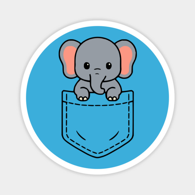 Cute Baby Elephant Pocket Pal Funny Wild Animal Magnet by Yesteeyear