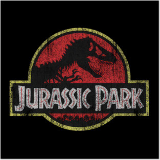 Jurassic Park Classic Retro Red Distressed Logo - diedad #8912 Posters and Art