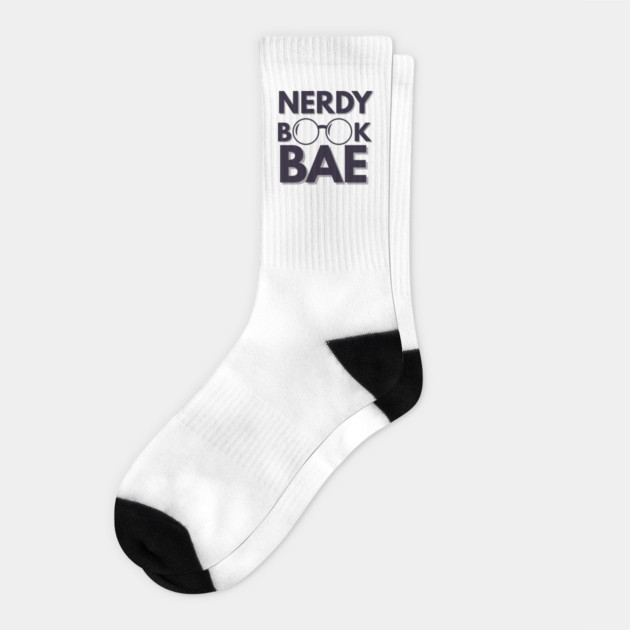 Nerdy Book Bae with Dark Letters Socks by Nerdy Romantics Fan Shop*