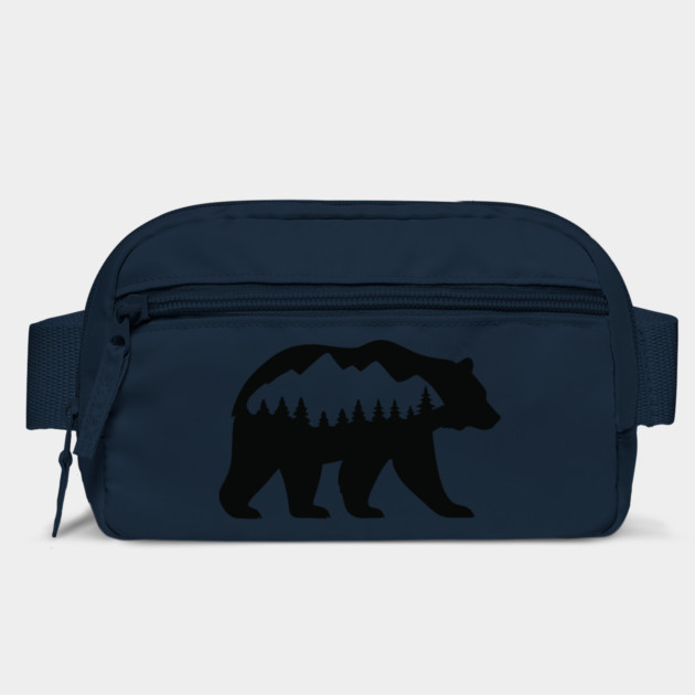 Grizzly Bear with Mountain Forest Silhouette – Minimalist Nature Design by DonWillisJrArt