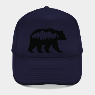 Grizzly Bear with Mountain Forest Silhouette – Minimalist Nature Design Hat