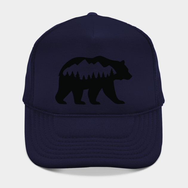 Grizzly Bear with Mountain Forest Silhouette – Minimalist Nature Design by DonWillisJrArt