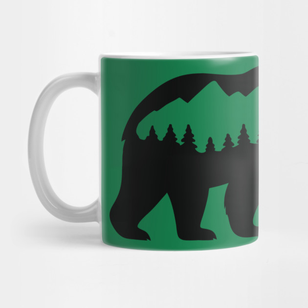 Grizzly Bear with Mountain Forest Silhouette – Minimalist Nature Design by DonWillisJrArt