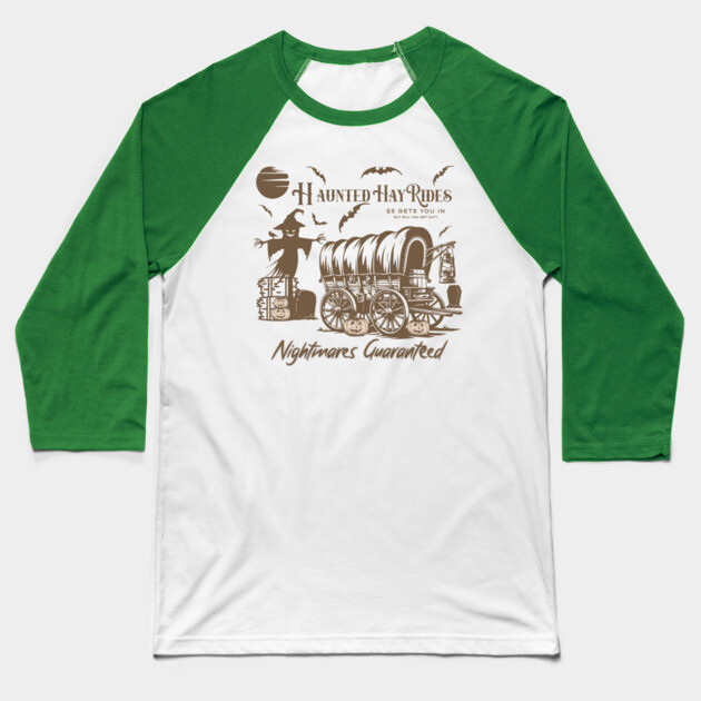 Haunted HayRides Baseball T-Shirt by casualteesinc