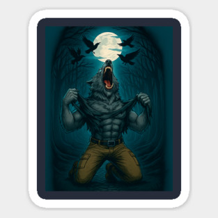 Werewolf Ripping Shirt Under Full Moon – Dark Alpha Wolf Magnet