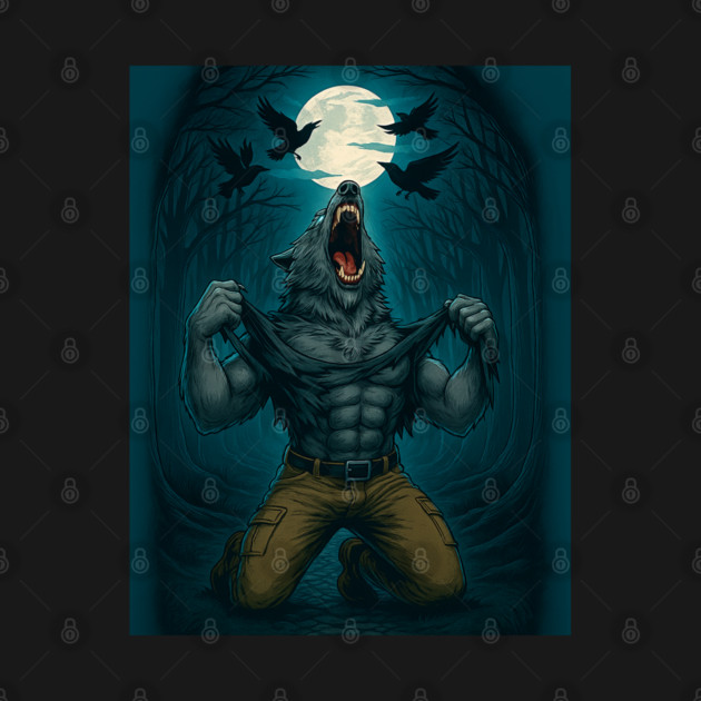 Werewolf Ripping Shirt Under Full Moon – Dark Alpha Wolf by WolfChamp