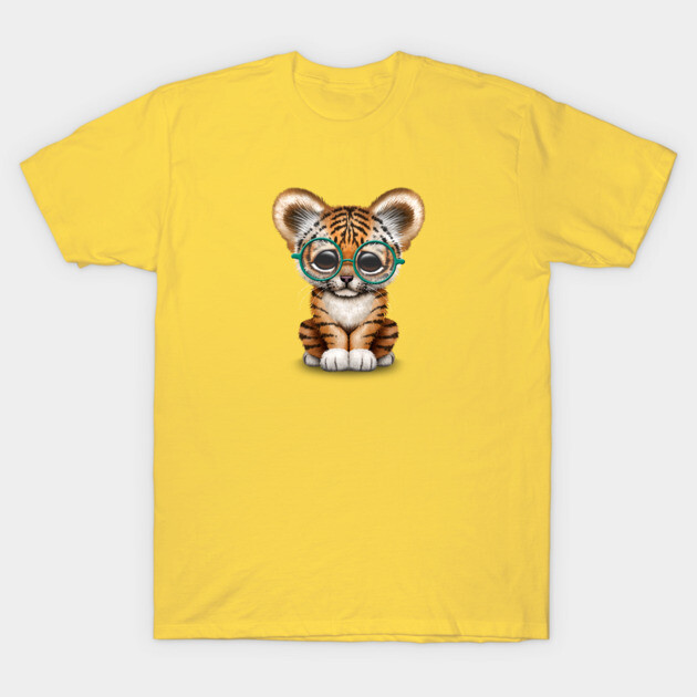 Cute Baby Tiger Cub Wearing Glasses Tiger T-Shirt TeePublic