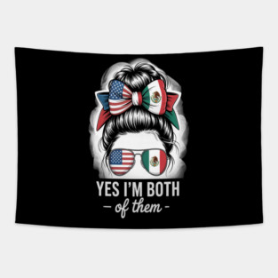 Half Mexican And American Mexico America Usa Flag Girl Tapestry