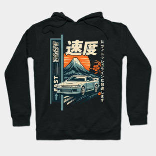 Retro Japanese JDM Car Racing Mount Fuji Design Hoodie