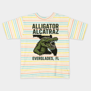 Alligator Alcatraz Everglades Florida Vintage Outdoor Badge Kids T-Shirt