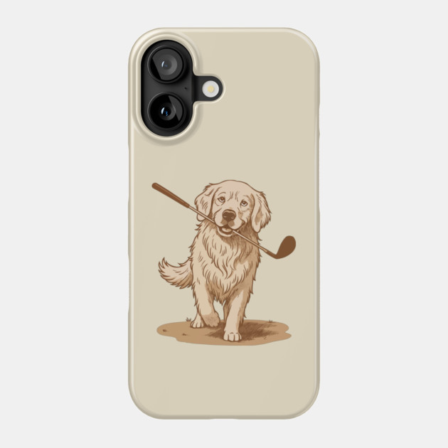 Golden Retriever Golfer – Vintage Sepia Dog Art Phone Case by DonWillisJrArt