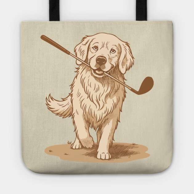 Golden Retriever Golfer – Vintage Sepia Dog Art Tote by DonWillisJrArt
