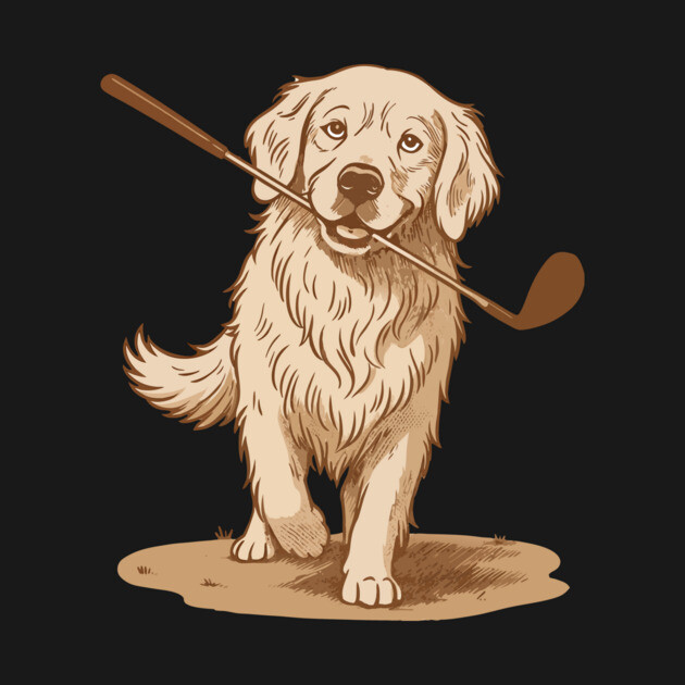 Golden Retriever Golfer – Vintage Sepia Dog Art by DonWillisJrArt