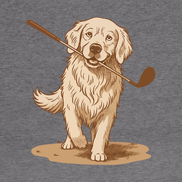 Golden Retriever Golfer – Vintage Sepia Dog Art by DonWillisJrArt