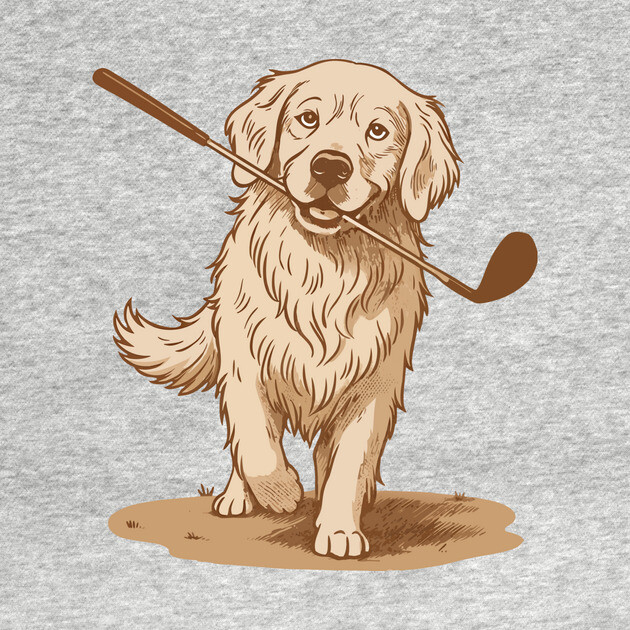 Golden Retriever Golfer – Vintage Sepia Dog Art by DonWillisJrArt
